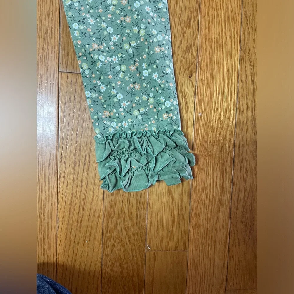 Matilda Jane Just Imagine Arden Girls Floral Print Ruffle Legging, Olive size 16